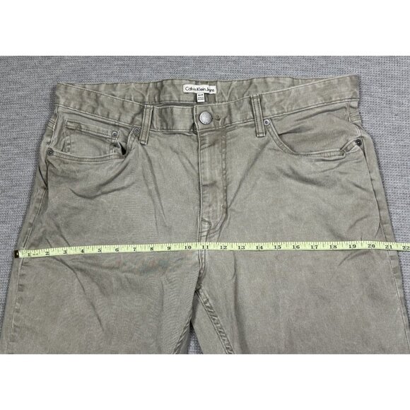 Calvin Klein Jeans Mens Khaki Dusty Green Denim Mid Rise Straight Leg Size 36X30 - Picture 8 of 14